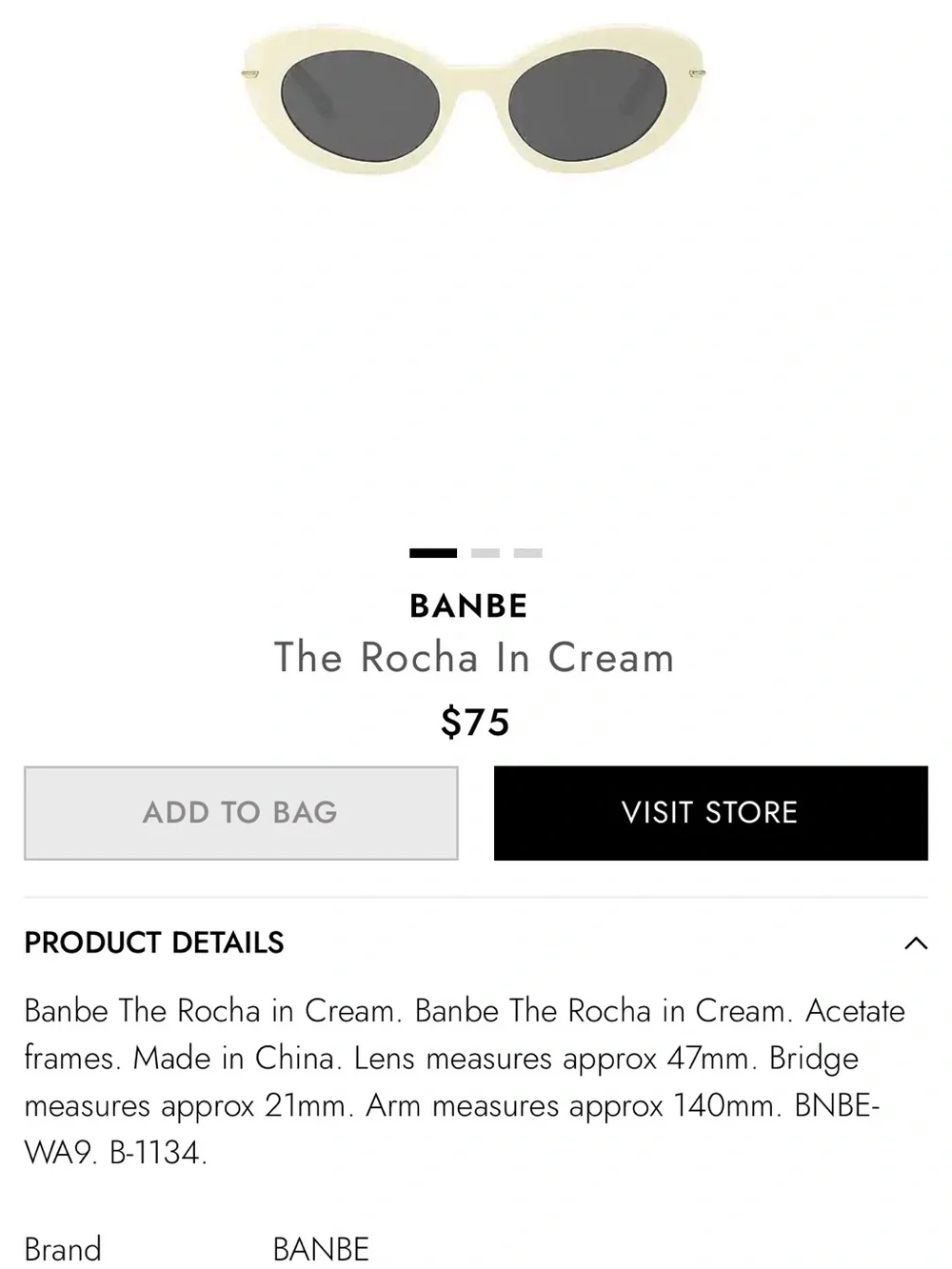Banbe The Rocha Sunglasses in Cream